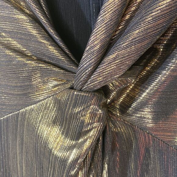 NWOT Lulus Night Shine Gold Long Sleeve Knotted Bodycon Dress - Picture 9 of 13